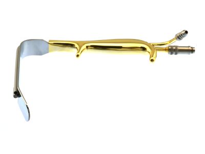 Tebbetts-style breast retractor, 150mm long x 25mm wide blade, smooth end, with fiberoptics and suction