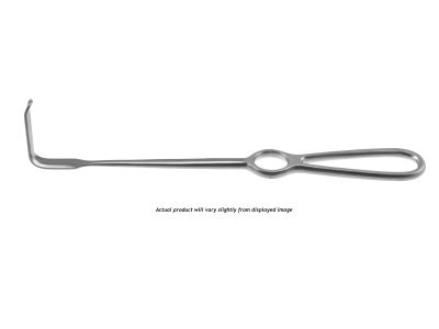 Obwegeser original soft tissue retractor, 8 3/4'',curved down, 25.0mm x 7.0mm wide concave blade, finger loop handle