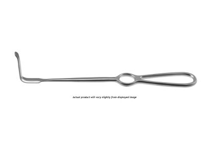 Obwegeser original soft tissue retractor, 8 3/4'',curved up, 25.0mm x 7.0mm wide concave blade, finger loop handle