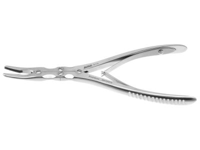 Beyer rongeur, 7'',double-action, curved jaws, 3.0mm x 15.0mm bite, spring handle
