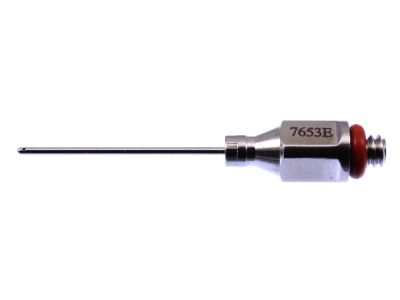 Bimanual aspiration tip, 21 gauge, straight shaft, 0.3mm single aspiration port, for use with Ambler # 7650E