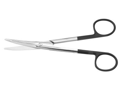 Aufricht dissecting scissors, 5 1/2'',curved beveled Superior-Cut blades, micro serrated lower blade, blunt tips, black ring handle