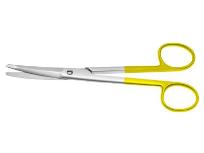 Aufricht dissecting scissors, 5 1/2'',curved beveled TC blades, micro serrated lower blade, blunt tips, gold ring handle