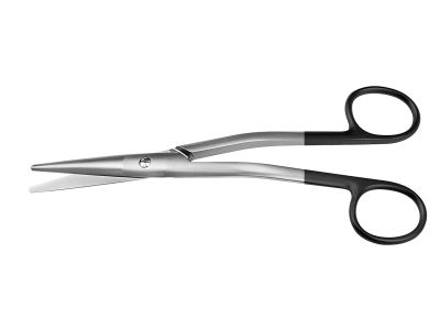 Cottle dorsal scissors, 6 1/4'',angled shanks, straight Superior-Cut blades, micro serrated lower blade, blunt tips, black ring handle
