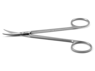 Dissecting scissors, 4 3/4'',curved Superior-Cut blades, micro serrated lower blade, blunt tips, frosted ring handle