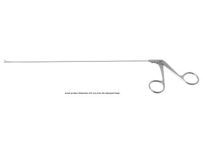 Feder-Ossoff micro laryngeal scissors, working length 230mm, curved left horizontal blades, sharp tips, ring handle
