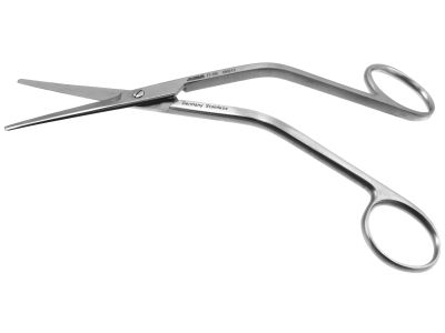 Goldman septum scissors, 5 3/4'',angled shanks, straight blades, micro serrated lower blade, blunt tips, ring handle