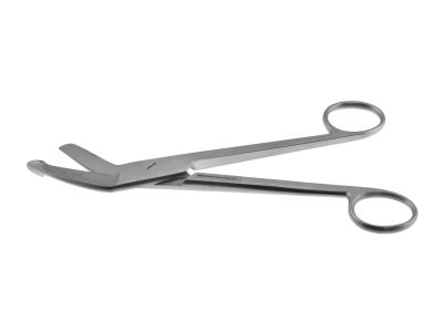 Hercules scissors, 7 1/2'',heavy, angled blades, serrated lower blade, probe point tip, ring handle