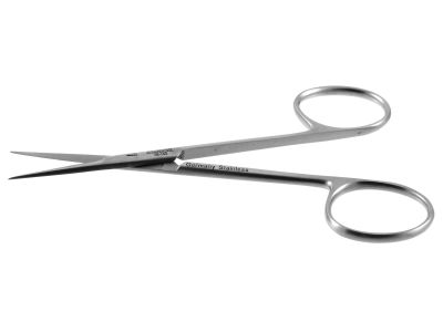 Iris scissors, 4 1/8'',straight blades, sharp tips, ring handle