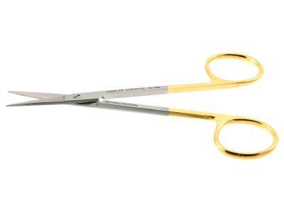 Iris scissors, 4 1/2'',straight TC blades, sharp tips, gold ring handle