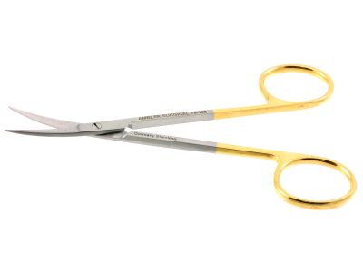 Iris scissors, 4 1/2'',curved TC blades, sharp tips, gold ring handle