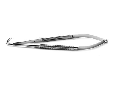 Jacobson microsurgical scissors, 7'',micro fine, angled 120º blades, sharp tips, round handle