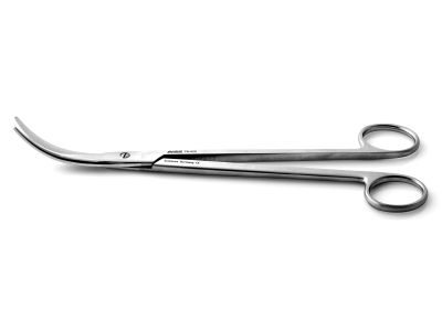Jorgenson dissecting scissors, 9'',strongly curved beveled blades, blunt tips, ring handle