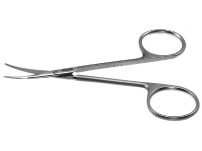 Kaye scissors, 4 1/2'',curved Superior-Cut blades, micro serrated lower blade, blunt tips, frosted ring handle