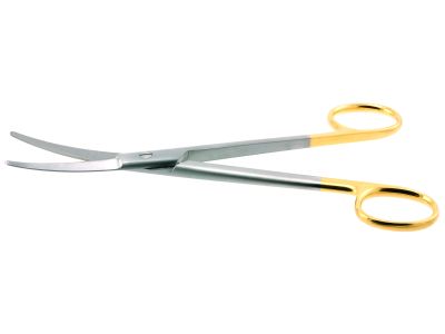 Kaye facelift (Rhytidectomy) scissors, 6 3/4'', curved TC blades, semi-sharp edges, micro serrated lower blade, blunt tips, gold ring handle