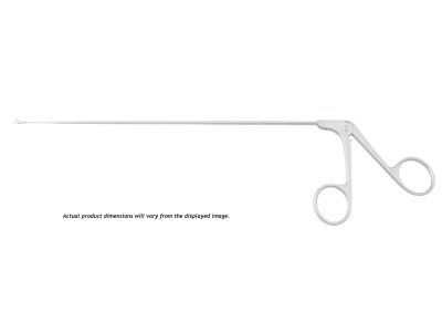 Miniature laryngeal scissors, 14'', working length 275mm, curved left blades, ring handle