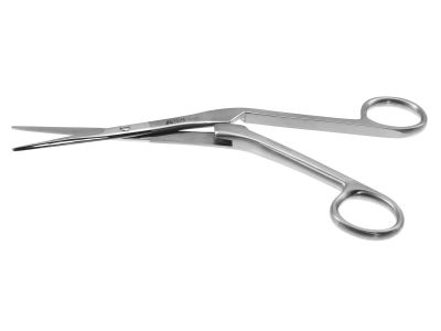 Knight nasal scissors, 6 1/2'',standard pattern, angled shanks, straight blades, blunt tips, ring handle