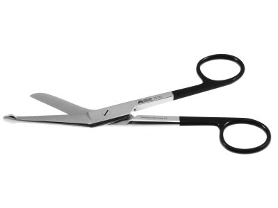 Lister bandage scissors, 5 1/2'',angled Superior-Cut blades, probe point tip, black ring handle