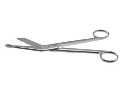 Lister bandage scissors, 8'',angled blades, probe point tip, ring handle