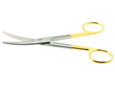 Mayo dissecting scissors, 5 1/2'',curved TC beveled blades, blunt tips, gold ring handle