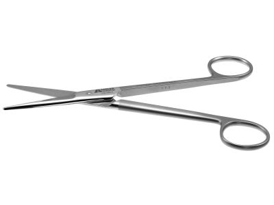 Mayo dissecting scissors, 6 3/4'',straight Superior-Cut beveled blades, micro serrated lower blade, blunt tips, frosted ring handle