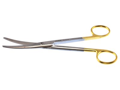 Mayo dissecting scissors, 6 3/4'',curved TC beveled blades, blunt tips, gold ring handle