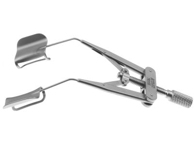 Ginsberg lid speculum, 3 1/4'',adult size, 15.0mm solid flared upper blade and fenestrated lower blade, nasal approach, adjustable thumb-screw tension