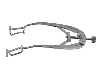 Castroviejo lid speculum, 2 5/8'',size #1, pediatric size, 12.0mm fenestrated wire blades, 25.0mm blade spread, nasal approach, adjustable thumb-screw tension