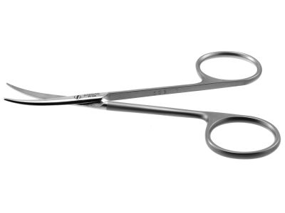 Metzenbaum dissecting scissors, 4 1/2'',curved Superior-Cut blades, micro serrated lower blade, blunt tips, frosted ring handle