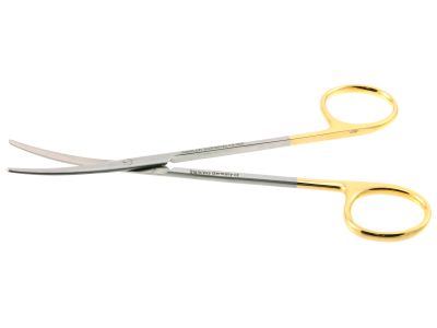 Metzenbaum dissecting scissors, 5 3/4'',delicate, curved TC blades, blunt tips, gold ring handle