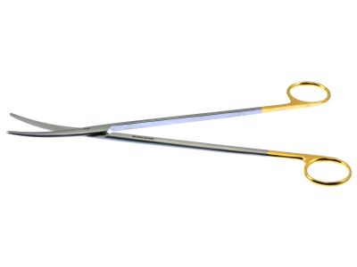 Metzenbaum dissecting scissors, 9'',curved TC blades, blunt tips, gold ring handle