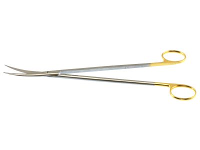 Metzenbaum dissecting scissors, 9'',delicate, curved TC blades, sharp tips, gold ring handle