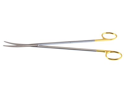 Metzenbaum dissecting scissors, 10'',delicate, curved TC blades, blunt tips, gold ring handle