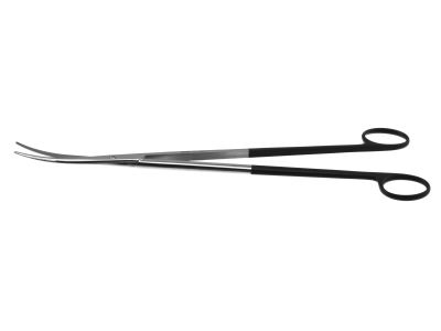Metzenbaum dissecting scissors, 11 3/4'',curved Superior-Cut blades, micro serrated lower blade, blunt tips, black ring handle