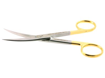 Operating scissors, 5 1/2'',curved TC blades, sharp tips, gold ring handle