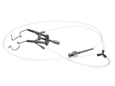 Lieberman aspirating lid speculum, 3 1/4'',adult size, 12.0mm open V-wire blades, nasal approach, adjustable thumb-screw tension, supplied with silicone tubing and luer-lock adapter