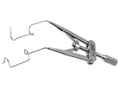 Lieberman lid speculum, 3'', adult size, 15.0mm open K-wire blades, nasal approach, adjustable thumb-screw tension