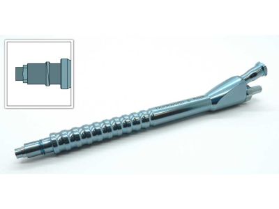 D&K screw-in I/A handpiece, 4 1/2'', single thread neck, luer lock, round handle, separates for cleaning internal parts, titanium