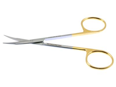 Stevens tenotomy scissors, 4 1/2'',curved TC blades, blunt tips, gold ring handle