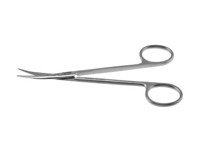 Stevens tenotomy scissors, 5 1/2'',curved Superior-Cut blades, micro serrated lower blade, blunt tips, frosted ring handle