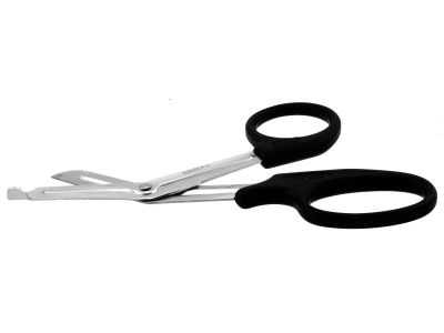 Universal bandage scissors, 7'',heavy-duty angled blades, blunt tips, black plastic handle