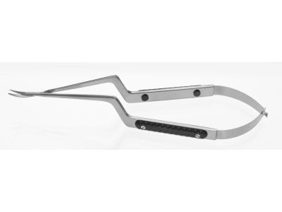 Ambler microsurgical scissors, 7 1/2'', bayonet shanks, curved blades, sharp/blunt tips, round handle, titanium