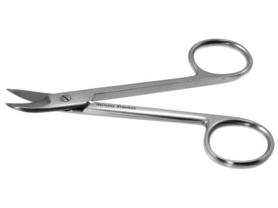 Wire cutting scissors, 4 1/8'',curved blades, sharp tips, ring handle
