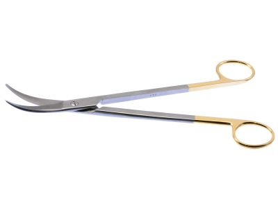 Z-Type hysterectomy (Parametrium) scissors, 9'',strongly curved TC blades, blunt tips, gold ring handle
