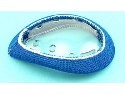 Clear eye shield, polycarbonate, with royal blue color covers, box of 50