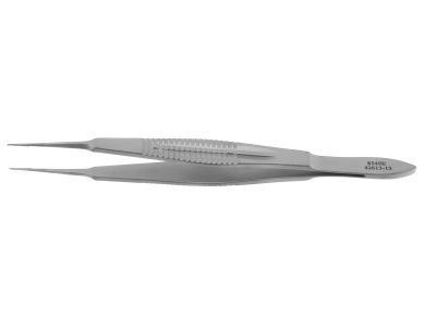 Castroviejo suturing forceps for laser, 4'', straight shafts, 0.3mm 1x2 teeth, flat handle