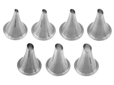 Farrior ear speculum, oval, oblique ends, set of 7 includes sizes #1 - #7 (86-301, 86-302, 86-303, 86-304, 86-305, 86-306 and 86-307)
