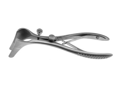 Tebbetts-style nasal speculum, 6'',thin 45.0mm blades, with set screw
