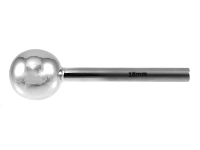 Orbital implant sizer, 18.0mm diameter, stainless steel, autoclavable
