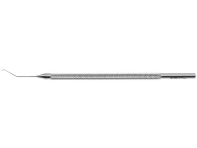 Lieberman microfinger nucleus manipulator, 4 1/2'', angled shaft, 10.0mm from bend to tip, for use in the left hand, round handle